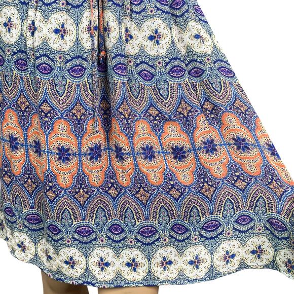 Lucky Brand Paisley Damask Smocked Blouson Drawstring Sundress SZ S - Picture 5 of 9